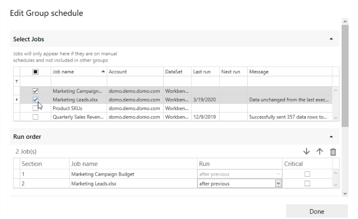 Group Scheduling for Workbench 5 Jobs