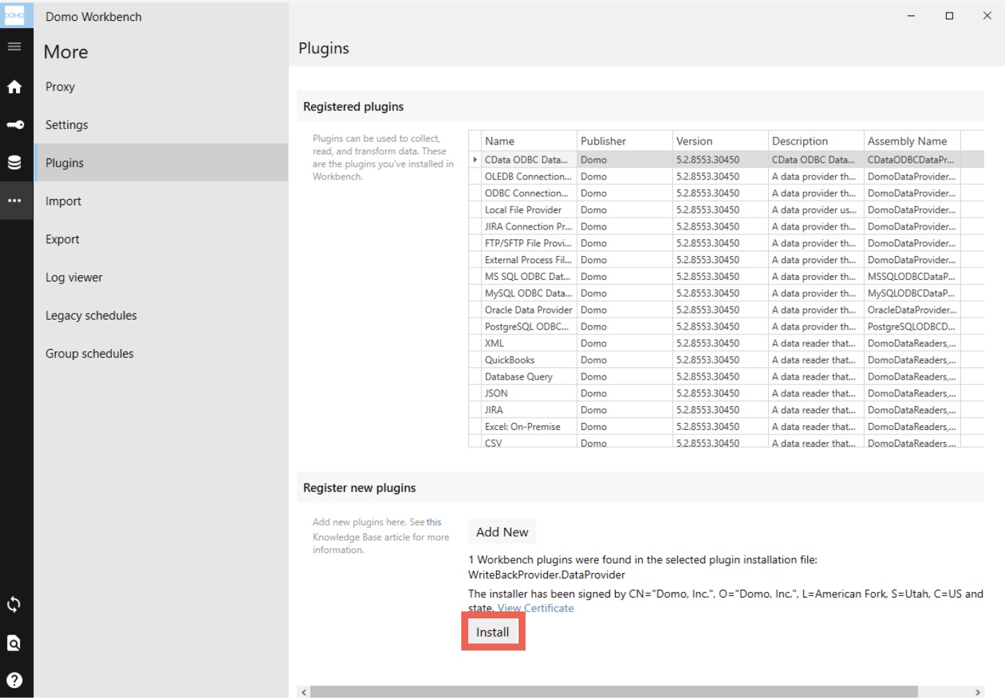 Manage Plugins in Workbench 5