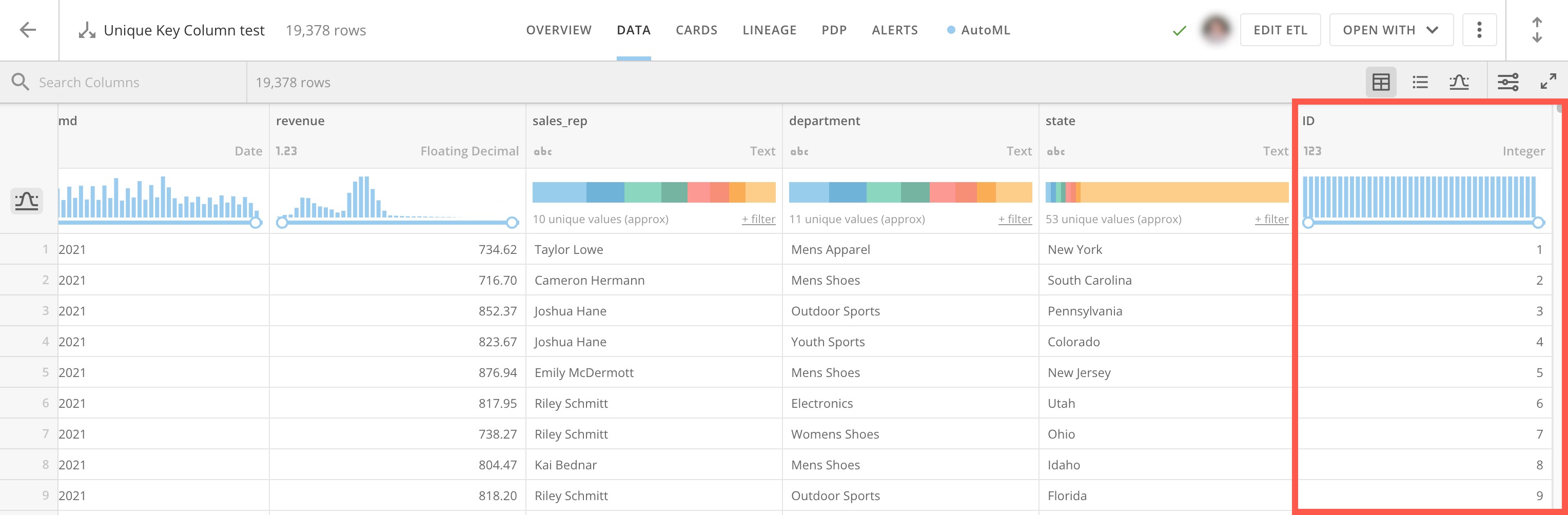Join DataSets by Adding a Unique Key Column