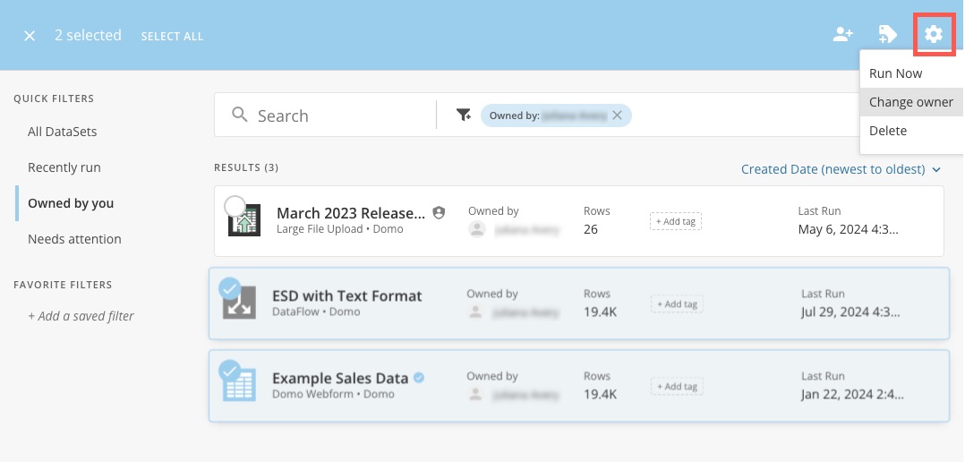 Change the Owner of a DataSet