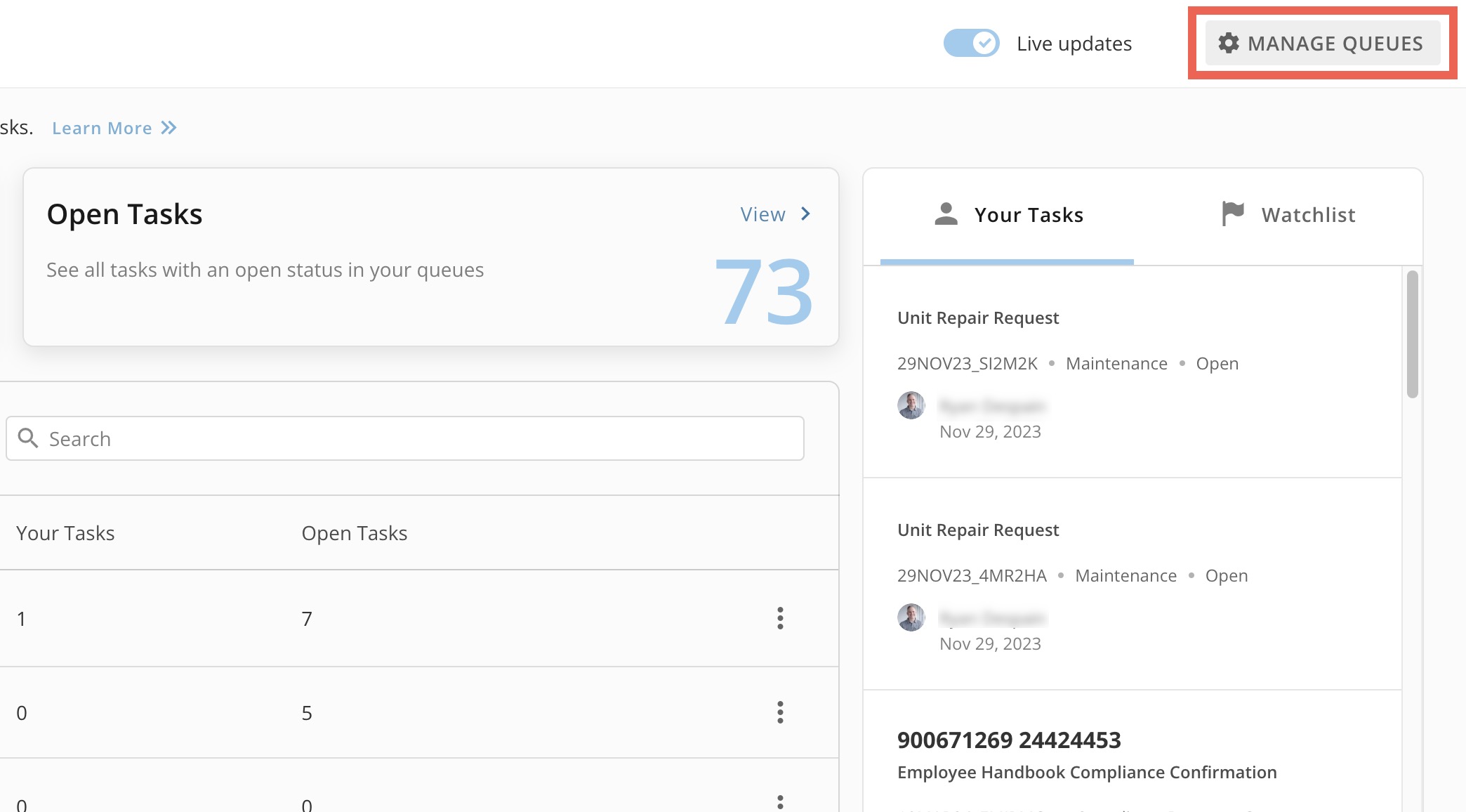 Monitor Queues in Task Center