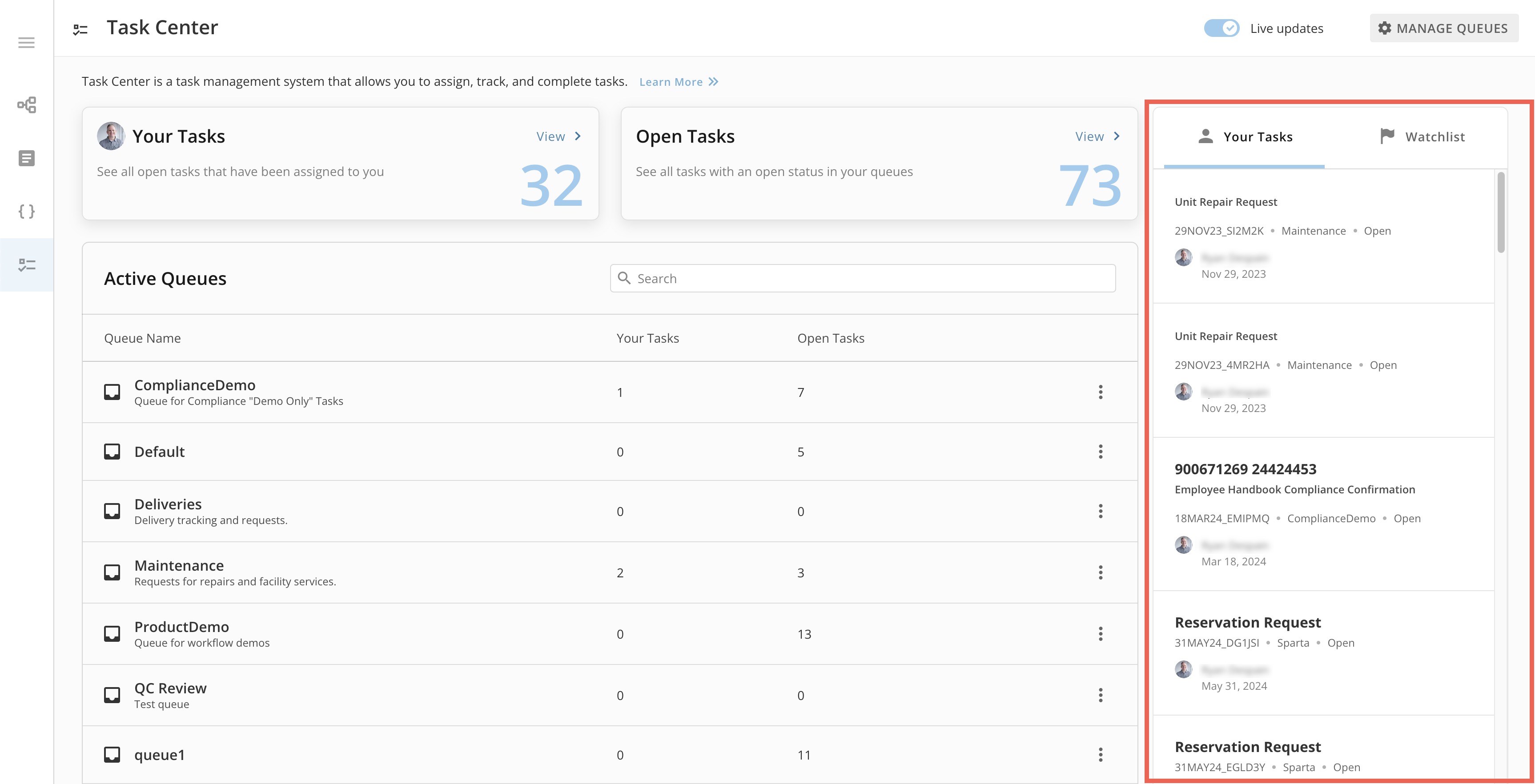 Monitor Queues in Task Center
