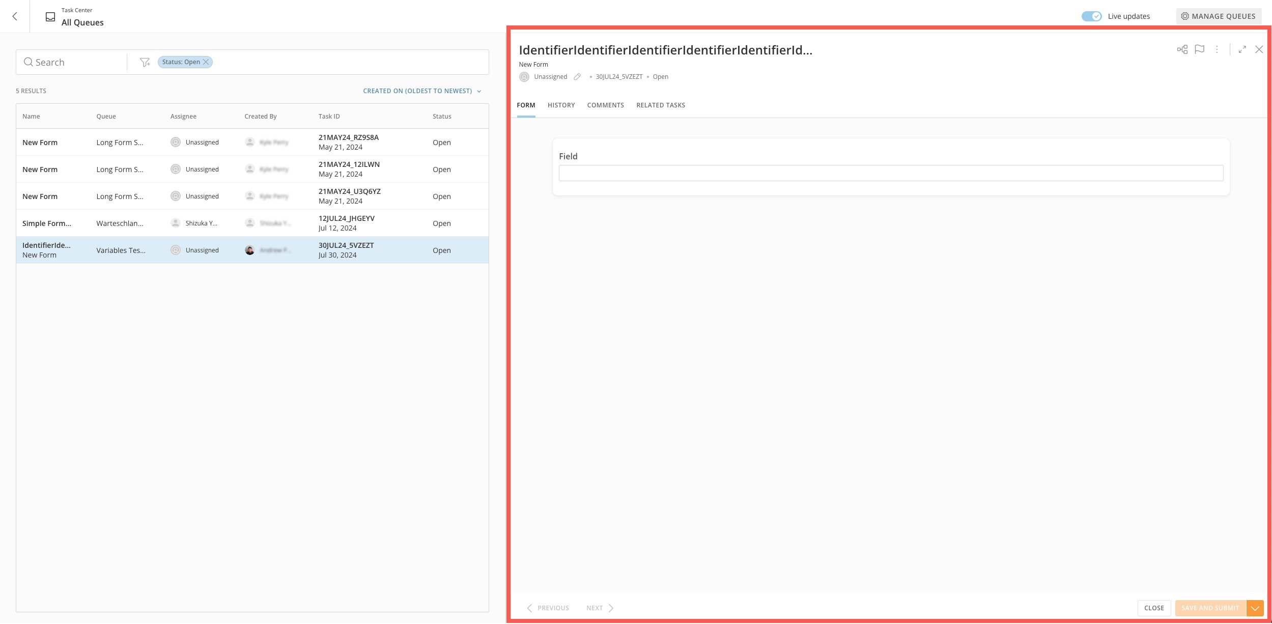 Monitor Queues in Task Center
