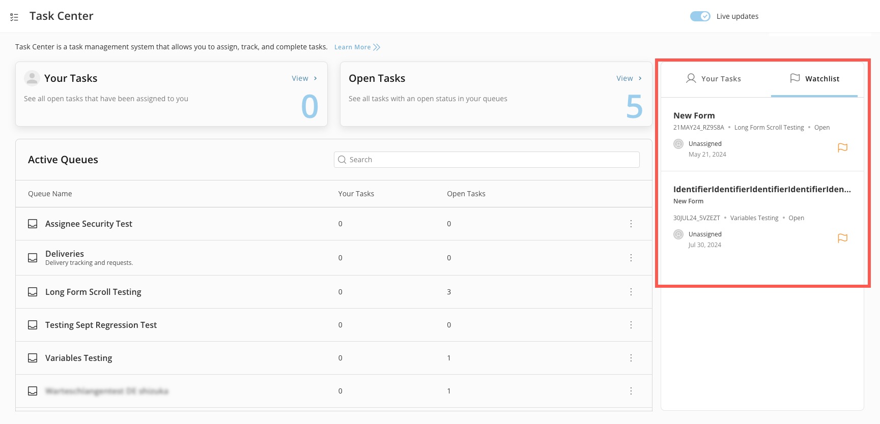 Monitor Queues in Task Center