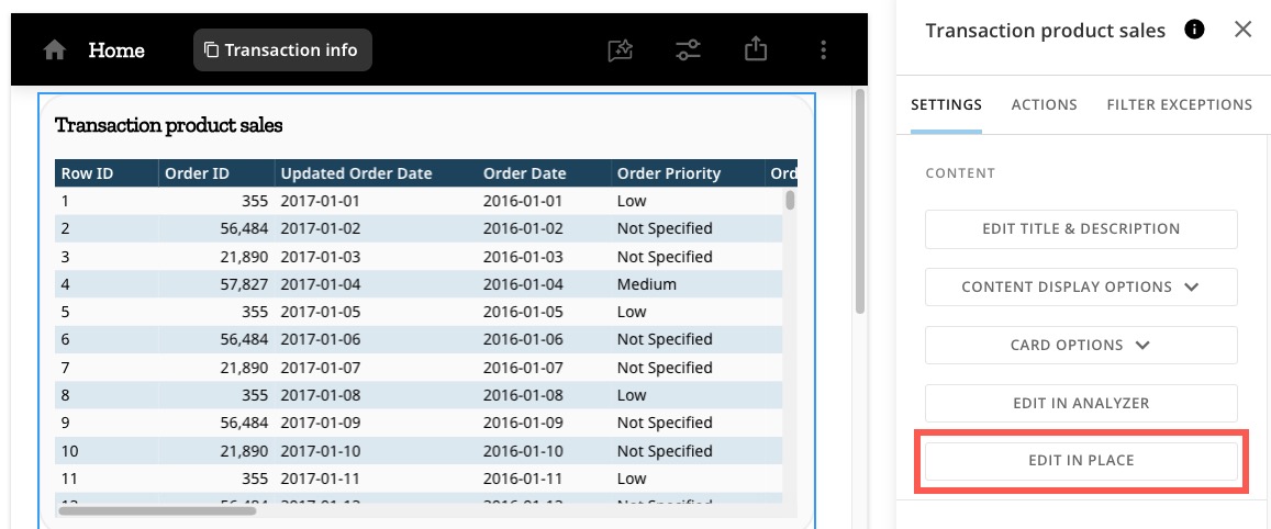 Explore Data with Table Elements in App Studio