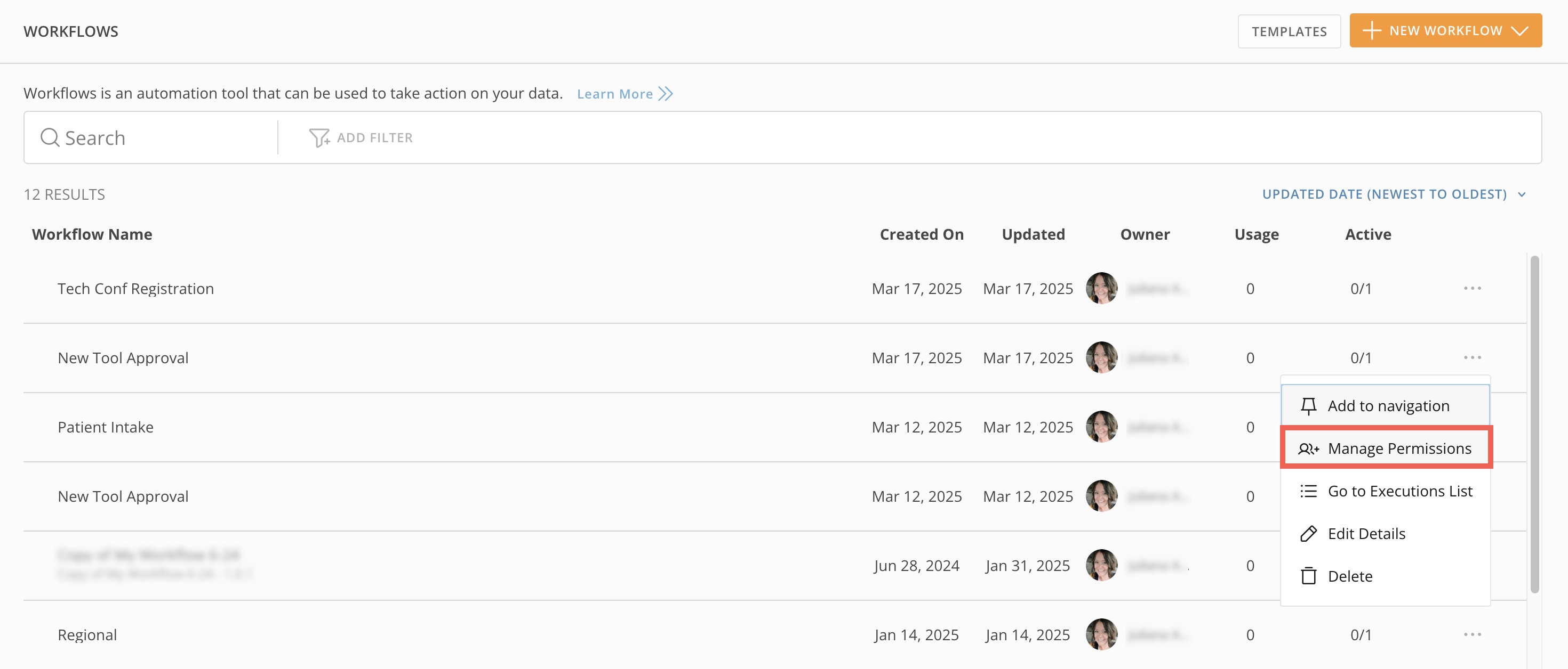 Manage Workflows