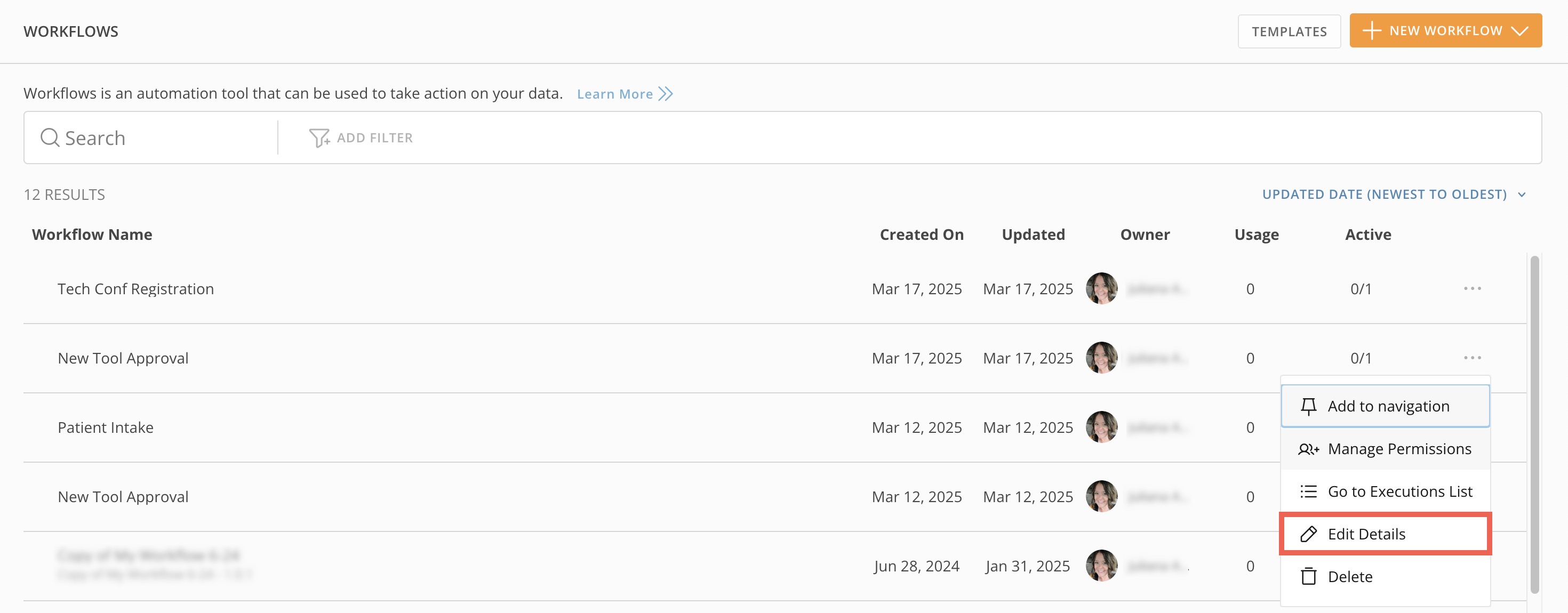 Manage Workflows