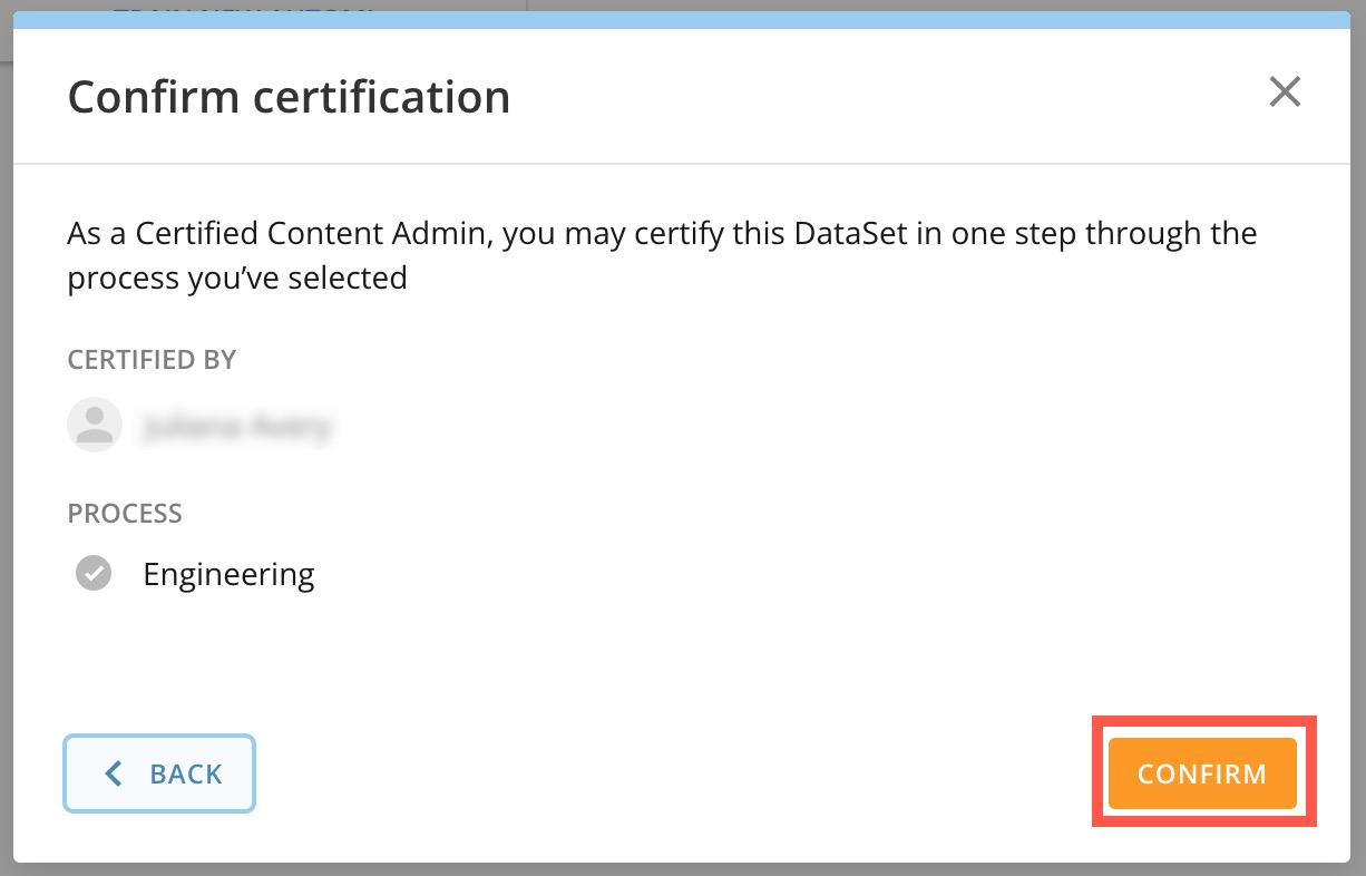 Certify Cards and DataSets