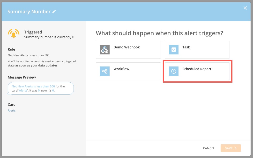 Create an Alert for a DataSet