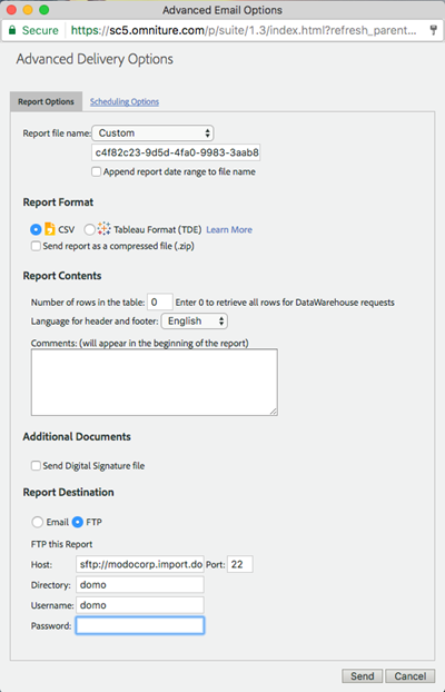 Microsoft Excel SFTP Push Connector