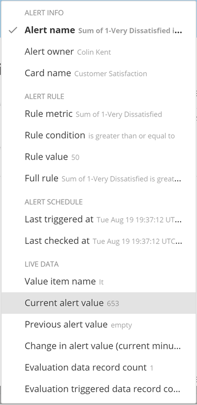 Create an Alert for a Visualization Card
