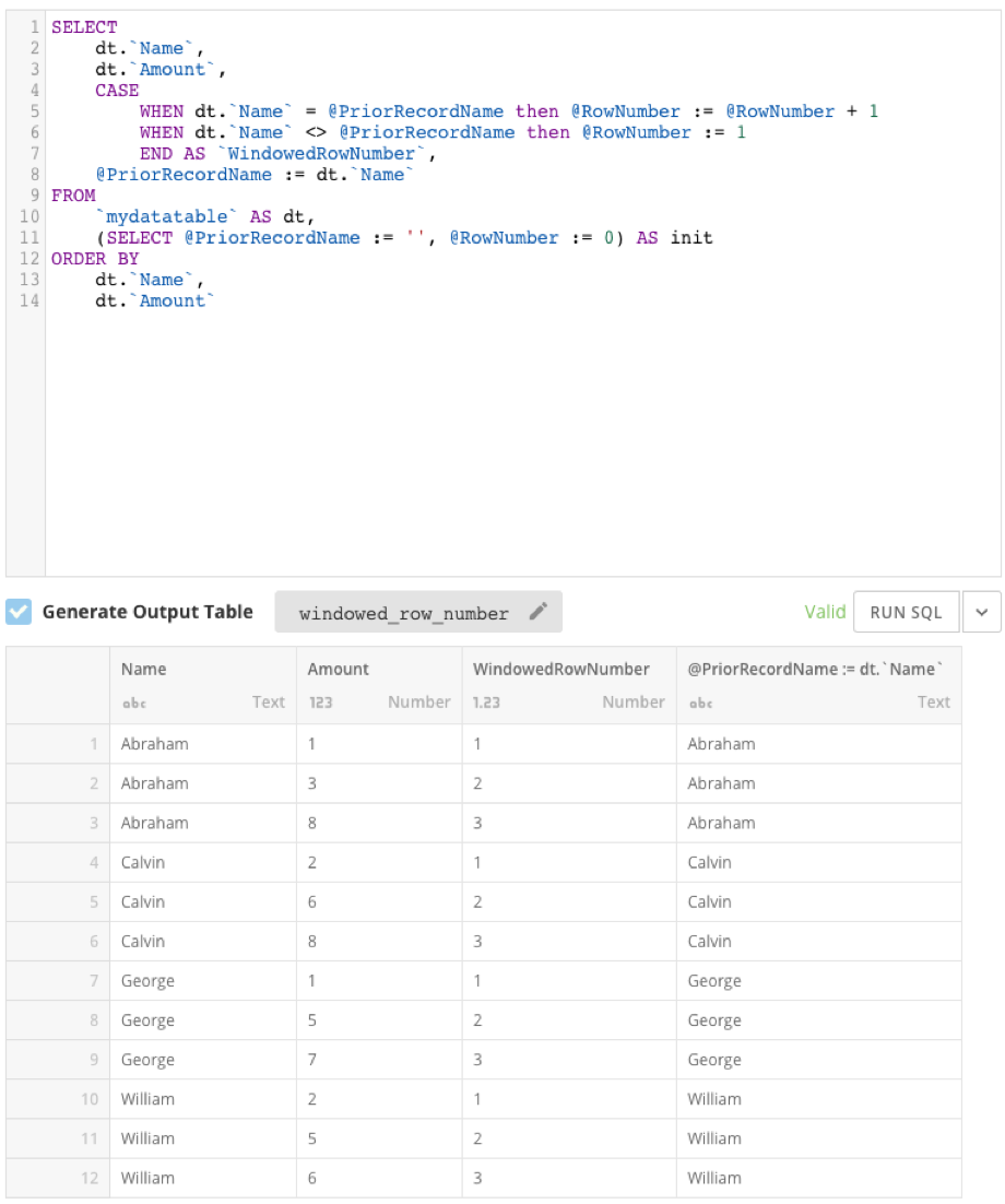 Creating a Rank or Row Count